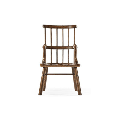 Rustic Dark Oak Country Side Chair with a Plank Seat-Jonathan Charles-JCHARLES-493402-SC-TDO-Dining Chairs-2-France and Son