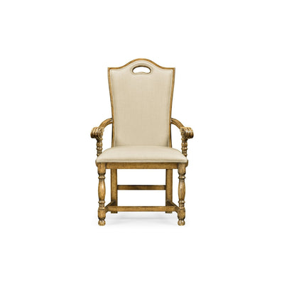 Casual High Back Arm Chair-Jonathan Charles-JCHARLES-493381-AC-DTM-F400-Dining ChairsMedium Driftwood & Shambala-2-France and Son