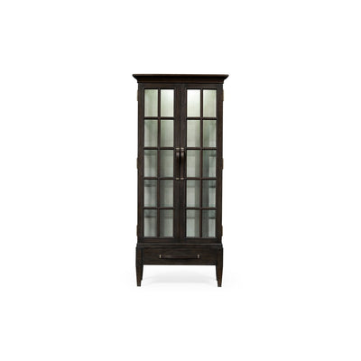 Tall Plank Glazed Display Cabinet-Jonathan Charles-JCHARLES-491063-DTM-Bookcases & CabinetsMedium Driftwood-10-France and Son