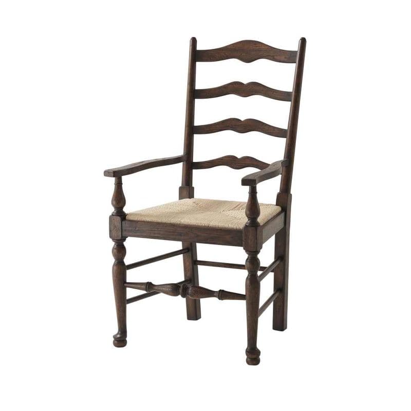 Victory Oak Ladderback Arm Chair - Set of 2-Theodore Alexander-THEO-AL41092-Dining Chairs-1-France and Son