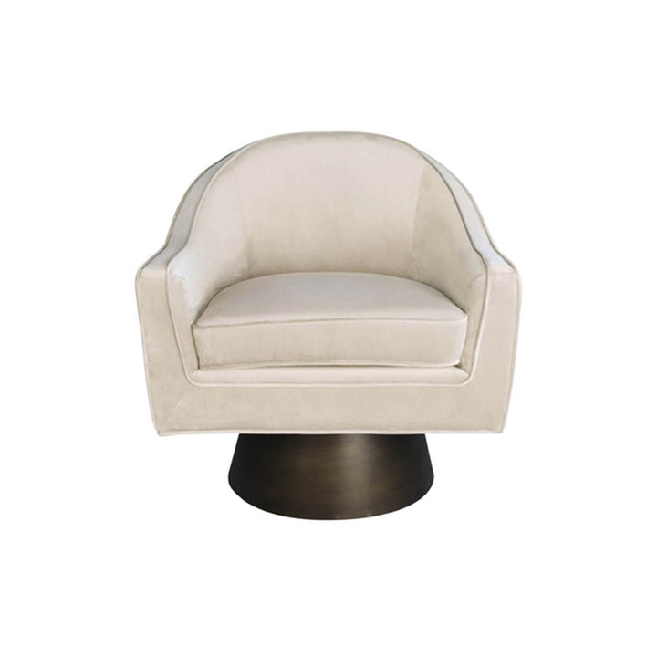 Dominic Modern Swivel Chair with Bronze Base-Worlds Away-WORLD-DOMINIC CRM-Lounge ChairsCREAM VELVET-9-France and Son