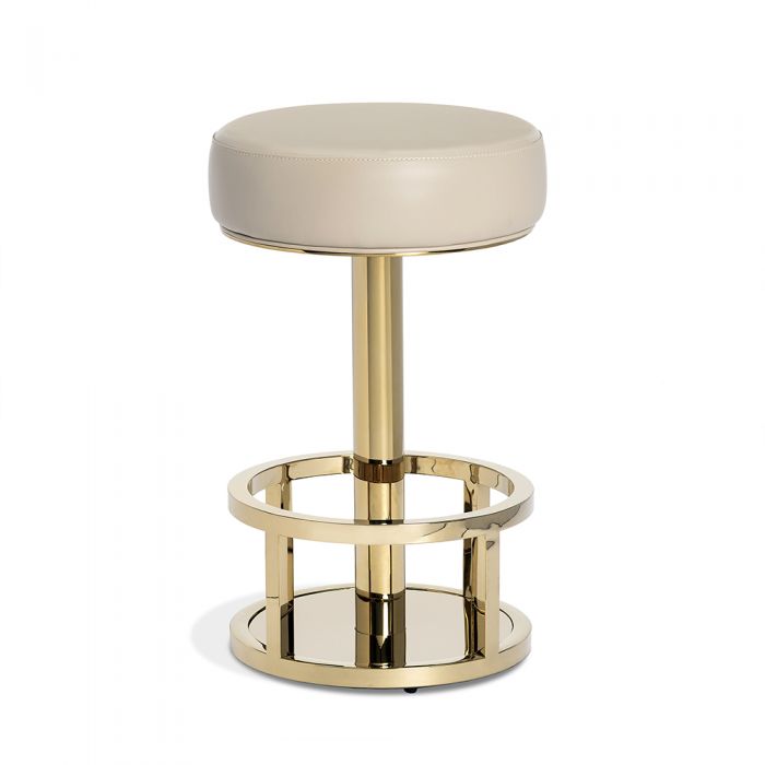 Drake Counter Stool (Swivel)-Interlude-INTER-149191-Bar StoolsCREAM LATTE/ POLISHED BRASS-1-France and Son
