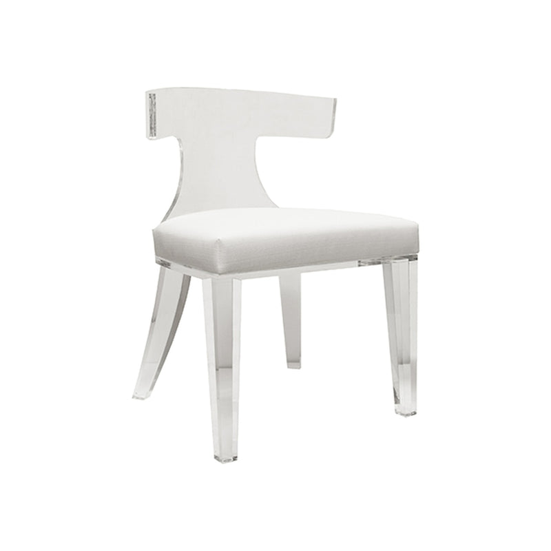 Duke Acrylic Klismos Chair-Worlds Away-WORLD-DUKE WH-Dining ChairsWhite Linen-2-France and Son