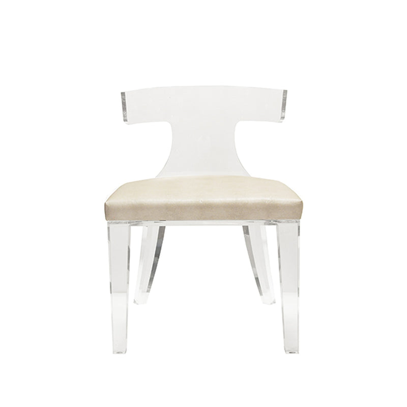 Duke Acrylic Klismos Chair-Worlds Away-WORLD-DUKE BG-Dining ChairsBeige Faux Shagreen-1-France and Son