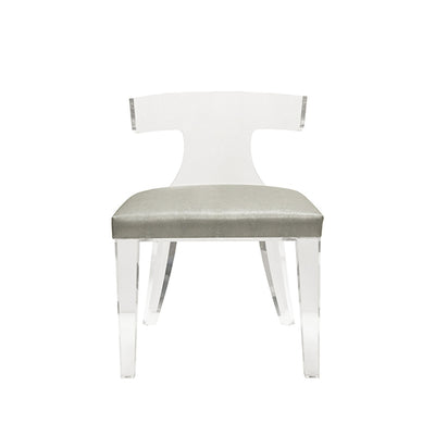 Duke Acrylic Klismos Chair-Worlds Away-WORLD-DUKE GRY-Dining ChairsGrey Shagreen-4-France and Son