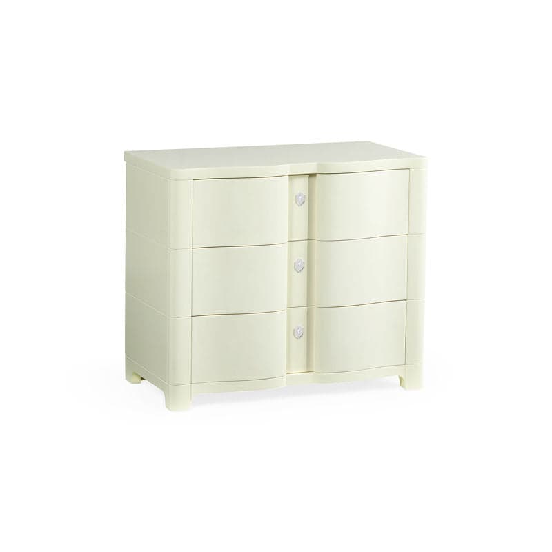 Bowfront Ivory Bedside Chest of Drawers