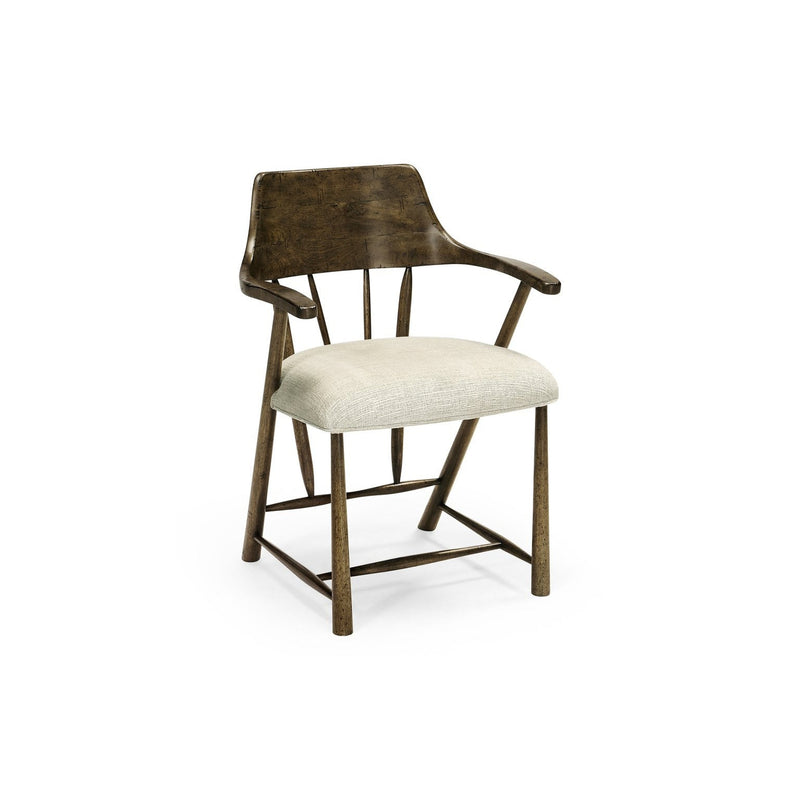 Smokers Style Dining Arm Chair-Jonathan Charles-JCHARLES-492783-DTM-F400-Dining ChairsMedium Driftwood-7-France and Son
