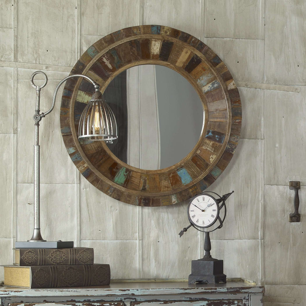 Jeremiah Round Wood Mirror-Uttermost-UTTM-04017-Mirrors-2-France and Son