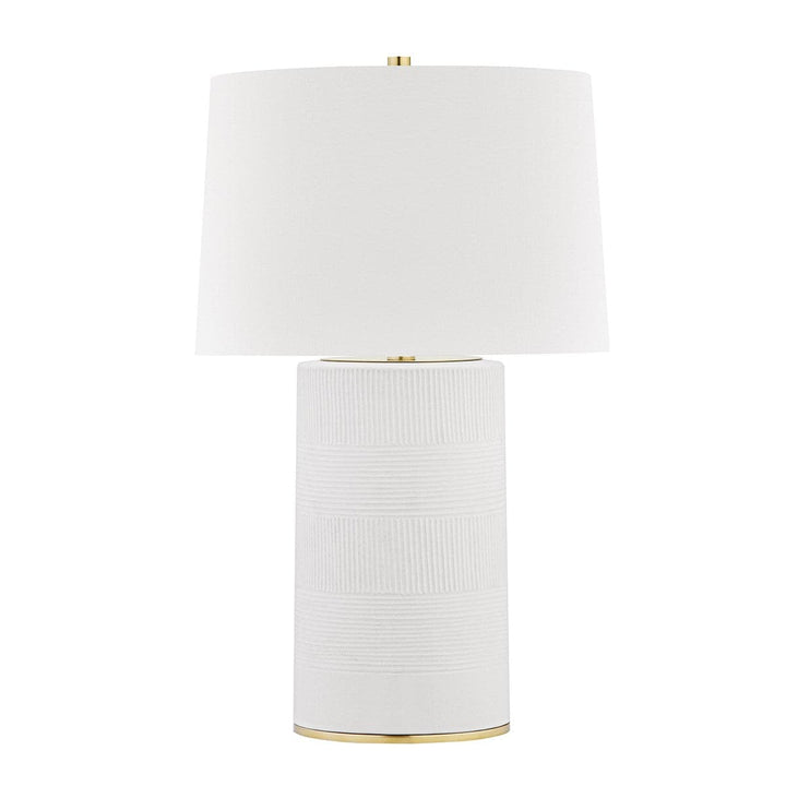 Borneo Aged Brass Table Lamp-Hudson Valley-HVL-L1376-AGB/WH-Table LampsSoft Off White-4-France and Son