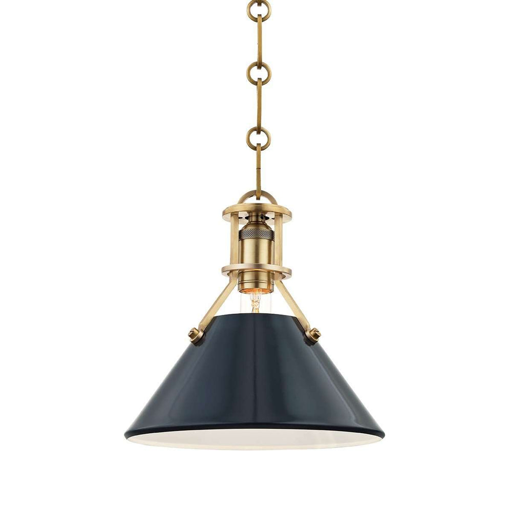 Painted No.2 1 Light Small Pendant-Hudson Valley-HVL-MDS351-AGB/DBL-PendantsGold/Black-2-France and Son