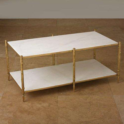 Arbor Cocktail Table - -Brass & White Marble-Global Views-GVSA-8.82036-Coffee Tables-1-France and Son