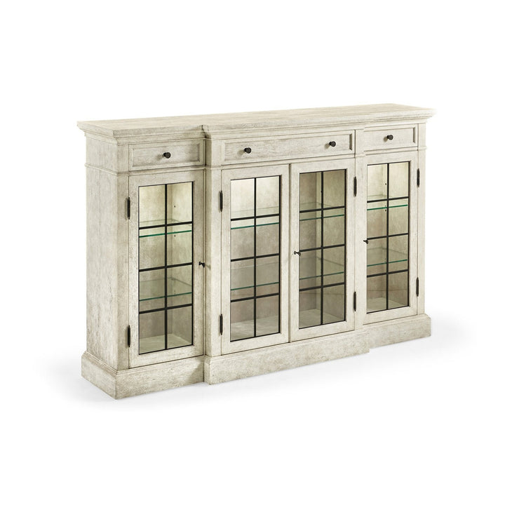 Four Door China Display Cabinet-Jonathan Charles-JCHARLES-491027-DTW-Bookcases & CabinetsWhitewash Driftwood-11-France and Son