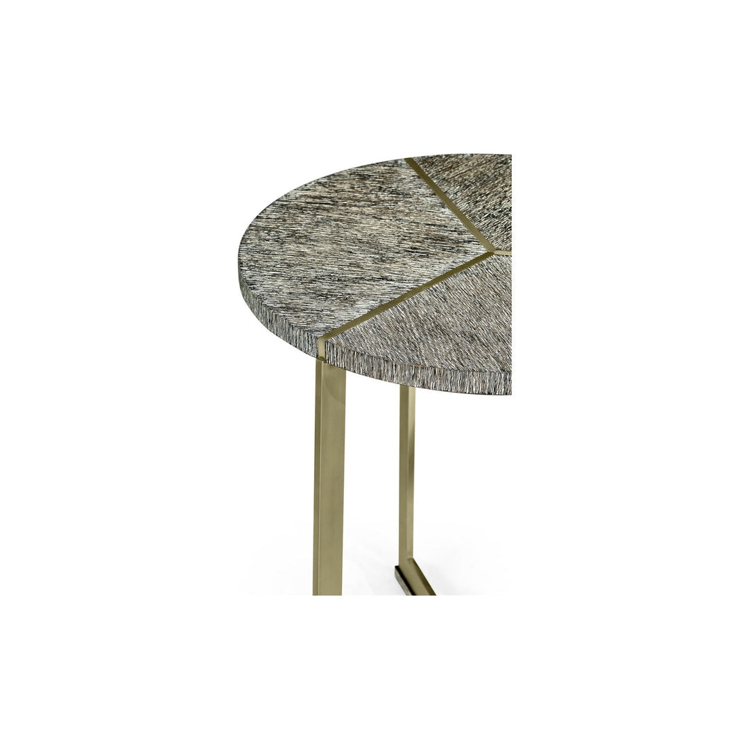 Geometric Round Oak & Brass End Table-Jonathan Charles-JCHARLES-500336-DFO-Tables-3-France and Son