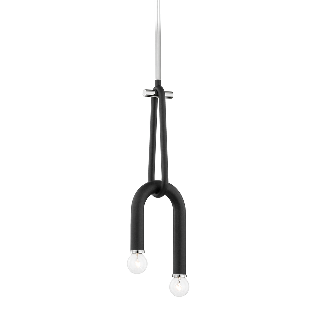 Whit 2 Light Pendant-Mitzi-HVL-H382702-PN/BK-PendantsPolished Nickel/Black-2-France and Son