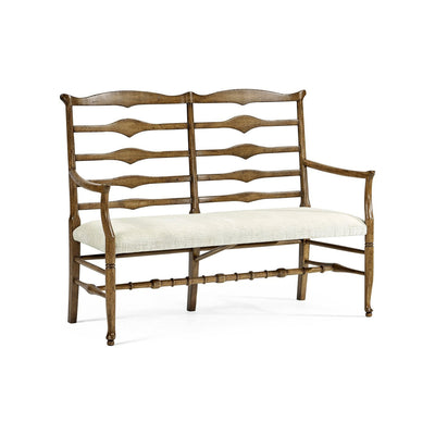 Casual Ladderback Bench-Jonathan Charles-JCHARLES-492803-DTM-F400-BenchesMedium Driftwood-Fabric-4-France and Son
