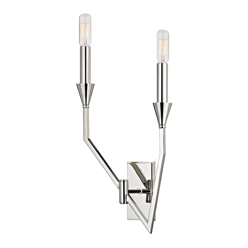 Archie 2 Light Left Wall Sconce-Hudson Valley-HVL-8502L-PN-Wall LightingPolished Nickel-3-France and Son