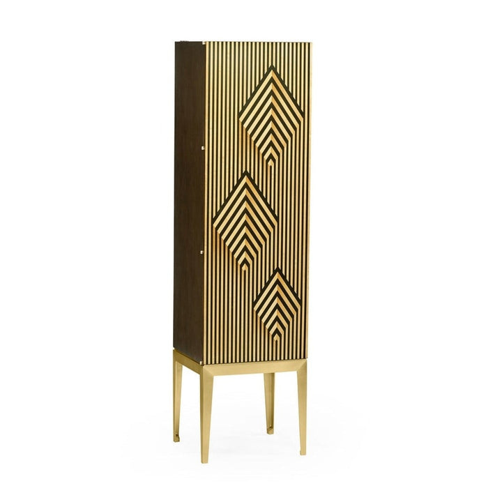 Op Art Diamond Bright Satinwood Left Storage Cabinet-Jonathan Charles-JCHARLES-500172-LFT-SWB-Bookcases & Cabinets-1-France and Son