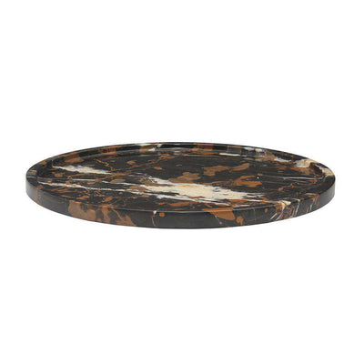 Black & Gold 16" Marble Round Place Tray