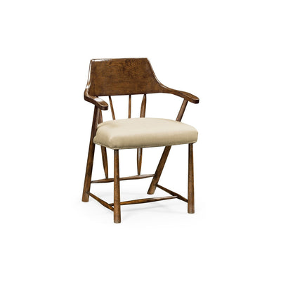 Smokers Style Dining Arm Chair-Jonathan Charles-JCHARLES-492783-DTM-F400-Dining ChairsMedium Driftwood-25-France and Son