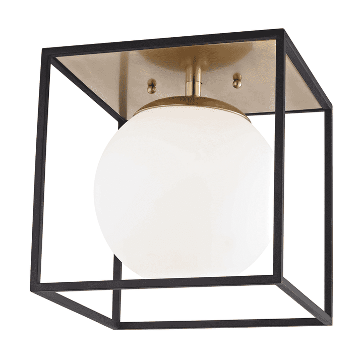 Aira 1 Light Large Flush Mount-Mitzi-HVL-H141501L-AGB/BK-Bathroom LightingAged Brass-1-France and Son