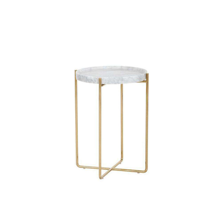 Liv Side Table - White Marble-Sunpan-SUNPAN-102096-Side Tables-1-France and Son