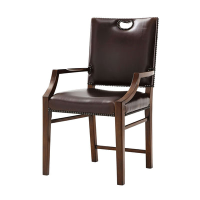 Tireless Campaign Armchair - Leather - Set of 2-Theodore Alexander-THEO-4100-906DC-Dining Chairs-1-France and Son