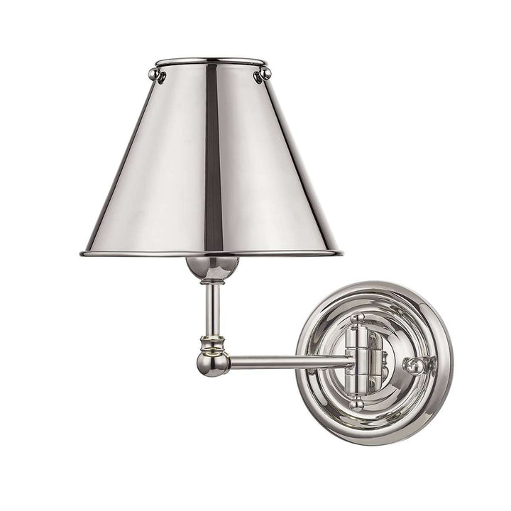 Classic No.1 1 Light Wall Sconce-Hudson Valley-HVL-MDS101-PN-MS-Wall LightingSilver-3-France and Son