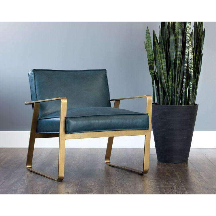 Kristoffer Lounge Chair-Sunpan-SUNPAN-103498-Lounge ChairsVintage Steel Grey-Leather-3-France and Son
