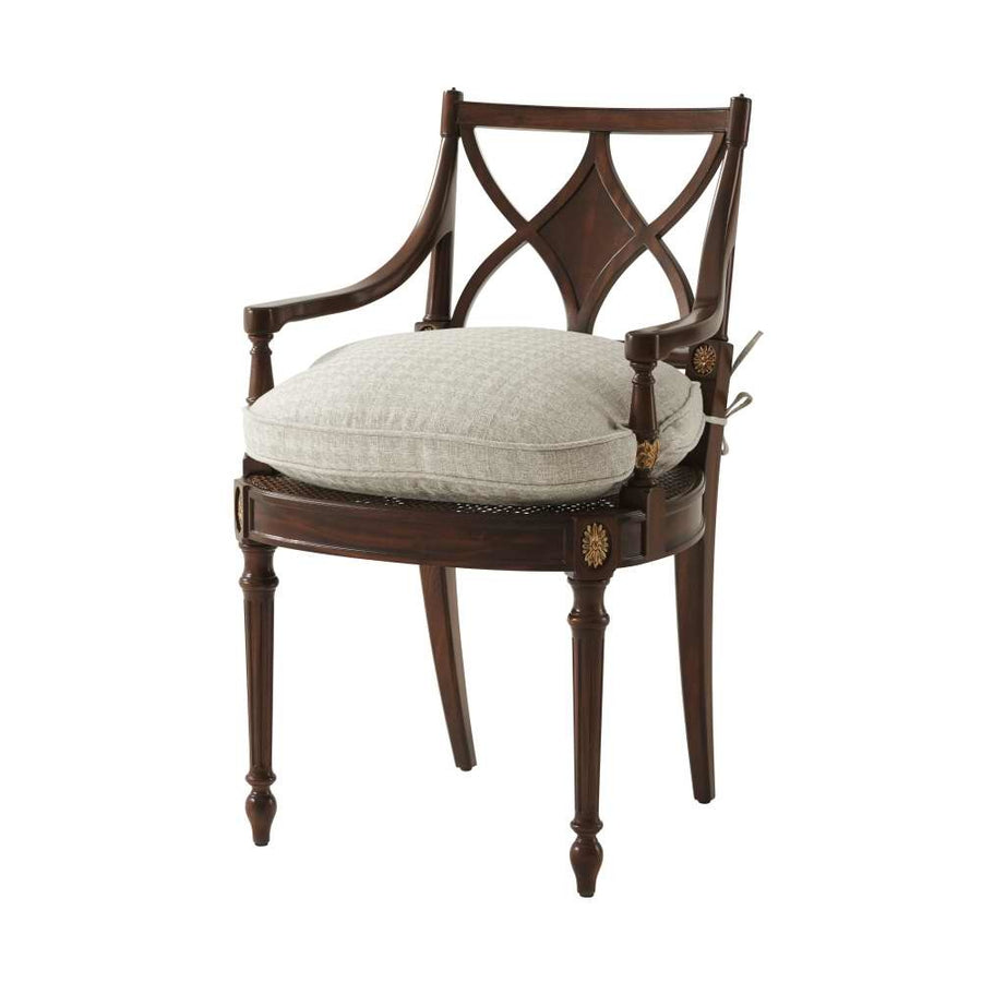 Sheraton's Dainty Dining Arm Chair-Theodore Alexander-THEO-4100-485.1AQP-Dining Chairs-1-France and Son