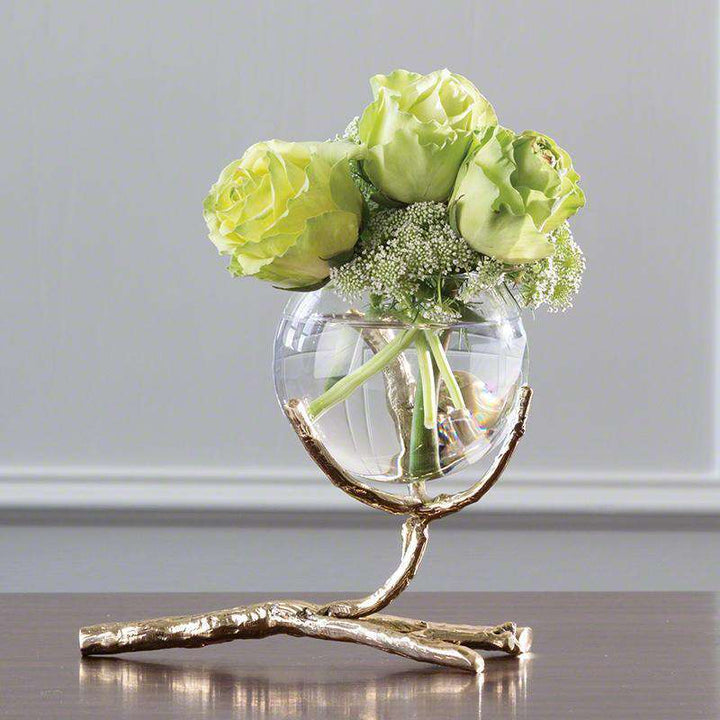 Twig Vase Holder-Brass-Global Views-GVSA-9.92656-DecorTwig Single Vase Holder-Brass-3-France and Son