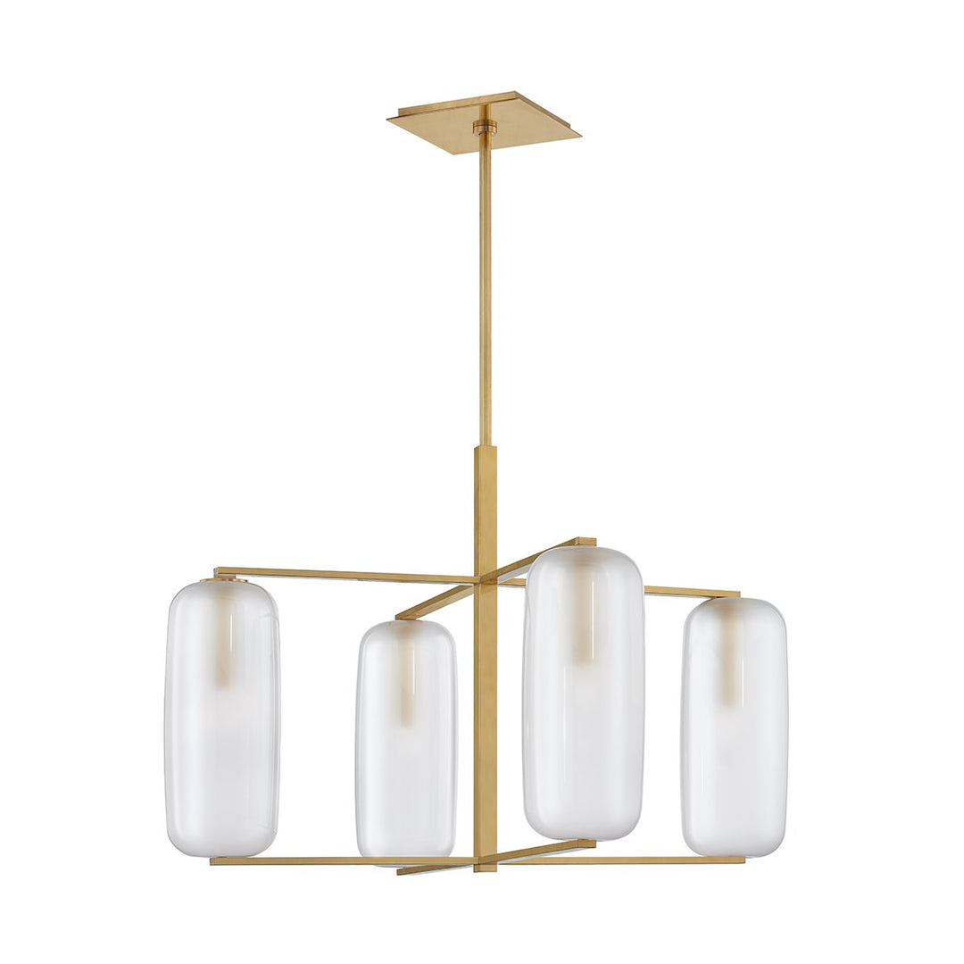 Pebble Tetrad Chandelier-Hudson Valley-HVL-3474-AGB-ChandeliersAged Brass-1-France and Son