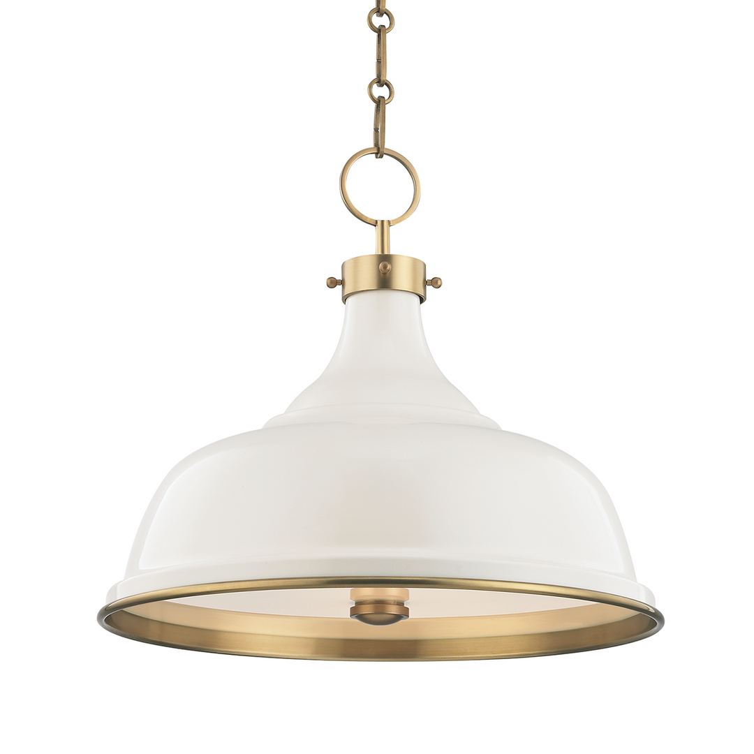 Painted No.1 Aged Brass Pendant-Hudson Valley-HVL-MDS300-AGB/OW-PendantsOff white-6-France and Son