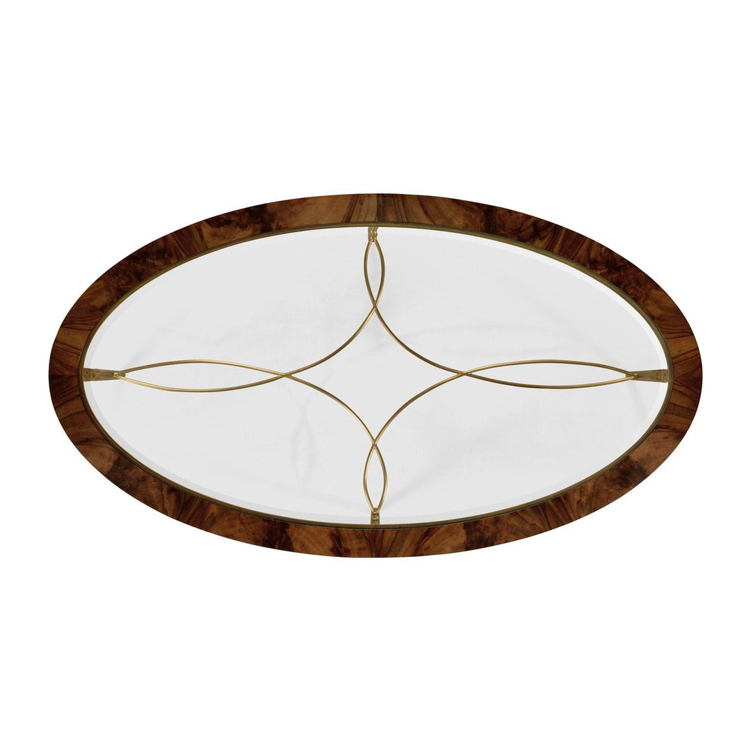 Oval Coffee Table with Brass Base-Jonathan Charles-JCHARLES-495649-MBL-Coffee TablesBleached Mahogany-9-France and Son