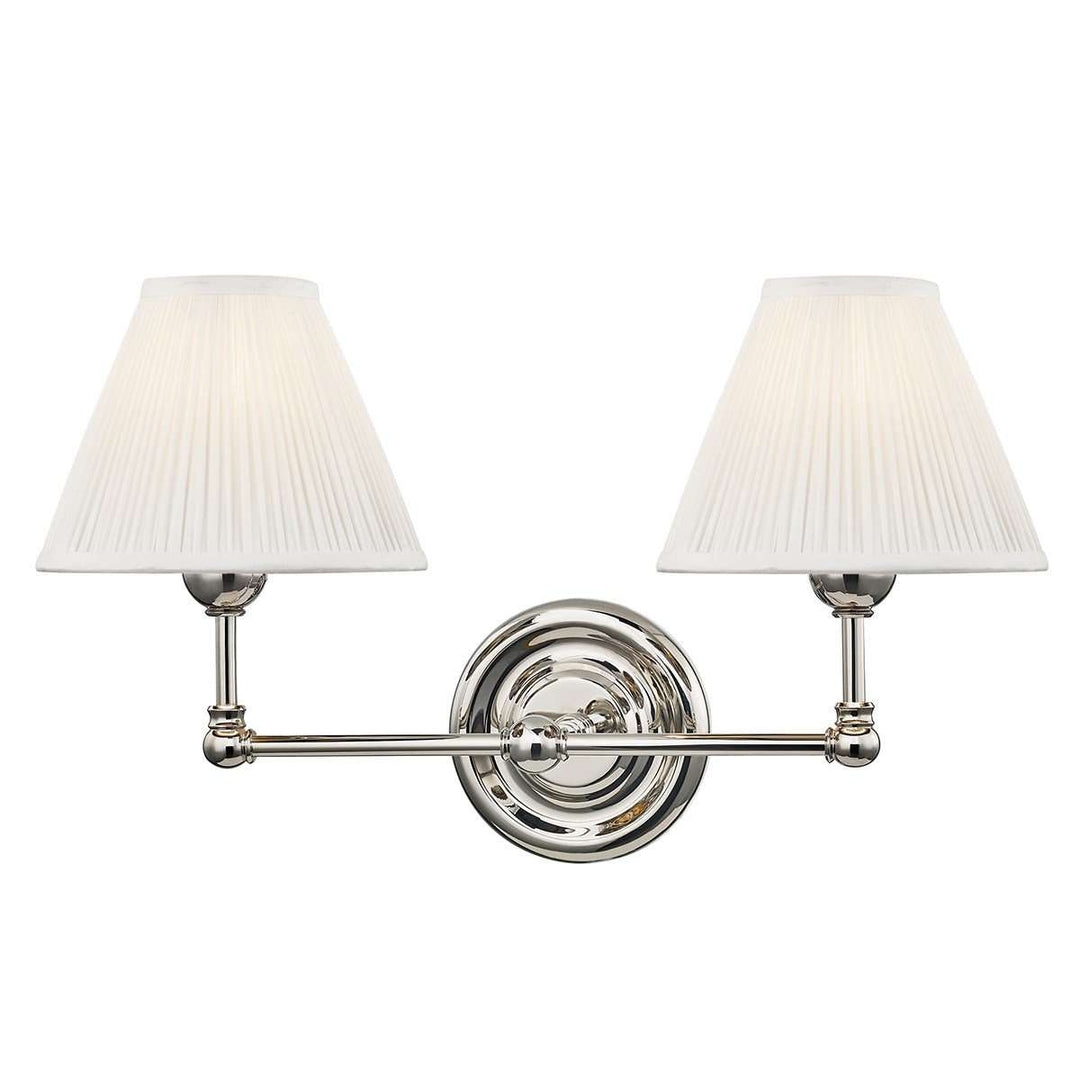 Classic No.1 2 Light Wall Sconce-Hudson Valley-HVL-MDS102-PN-Wall LightingSilver-3-France and Son