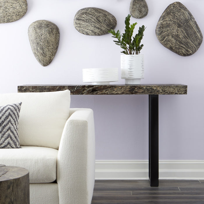 Chamcha Wood Console Table-Phillips Collection-PHIL-TH95588-Console TablesGrey Stone-3-France and Son