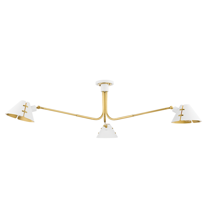 Split 3 Light Semi Flush Aged Brass / Soft White-Hudson Valley-HVL-KBS1752803-AGB/SWH-Flush Mounts-1-France and Son