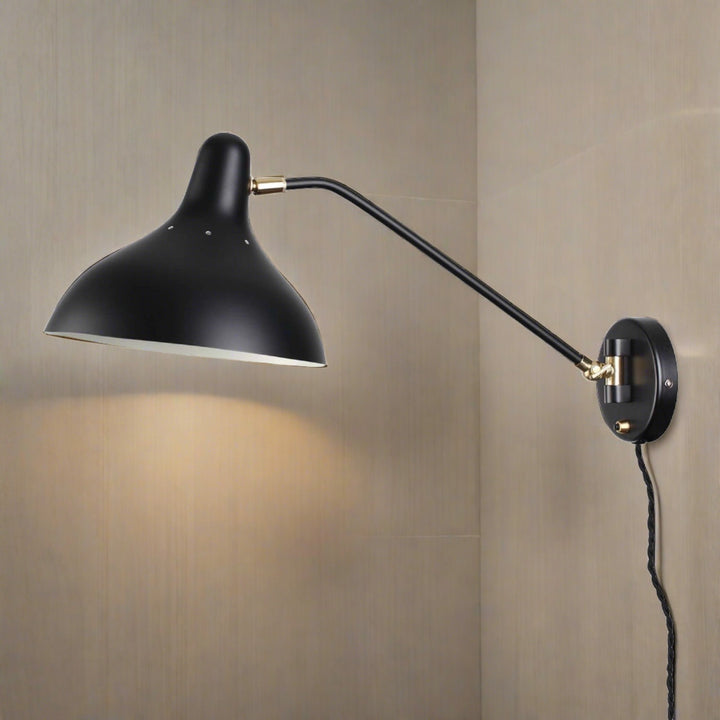 Mid Century Swivel Sconce-France & Son-LBW088BLK-Wall Lighting-1-France and Son