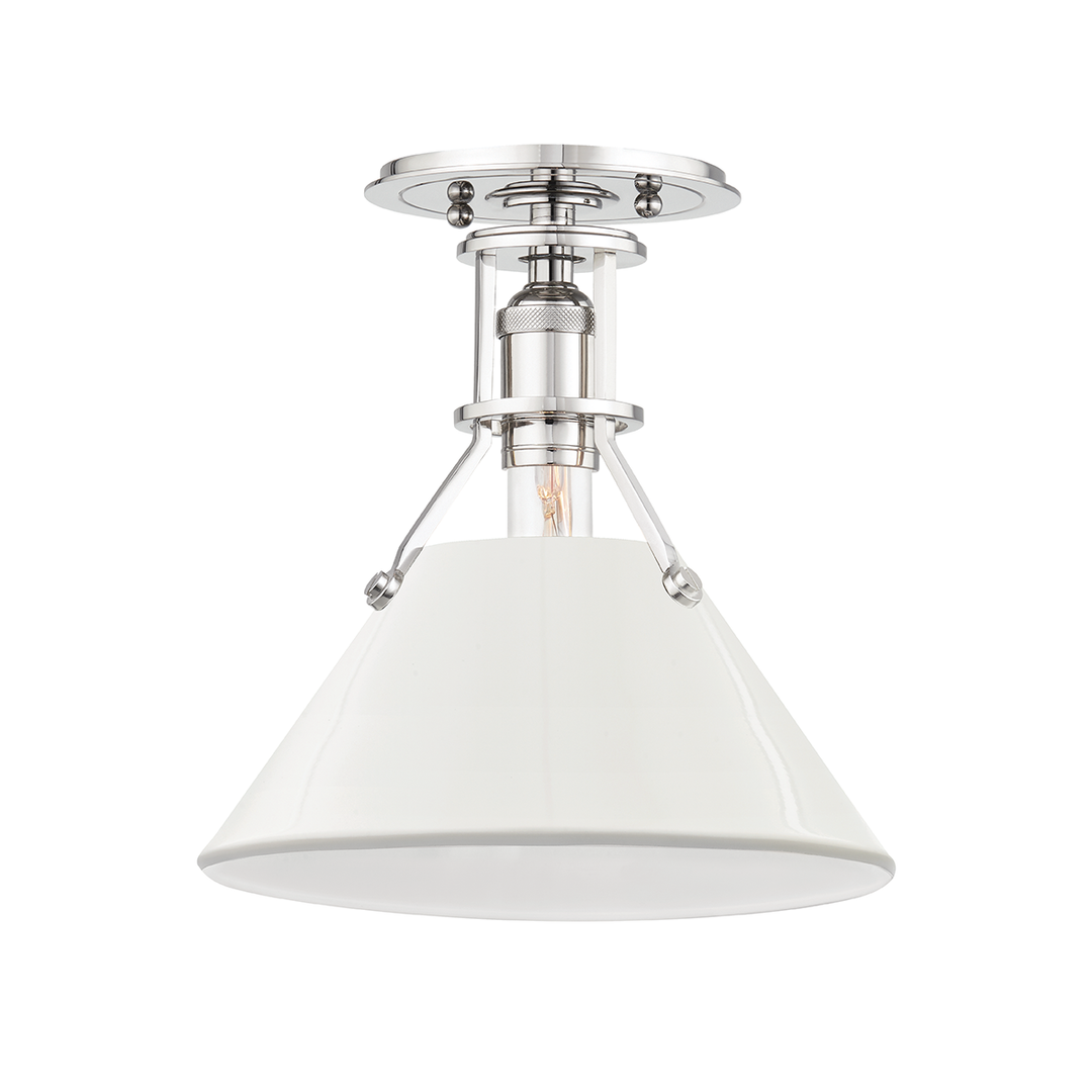 Painted No. 2 - 1 Light Semi Flush-Hudson Valley-HVL-MDS353-PN/OW-Flush MountsOff White / Polished Nickel-8-France and Son