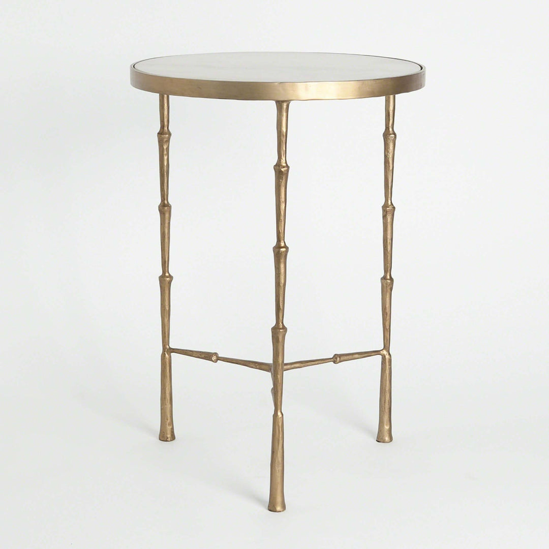 Brass Spike Accent Table with White Marble-Global Views-GVSA-7.90373-Side Tables-1-France and Son