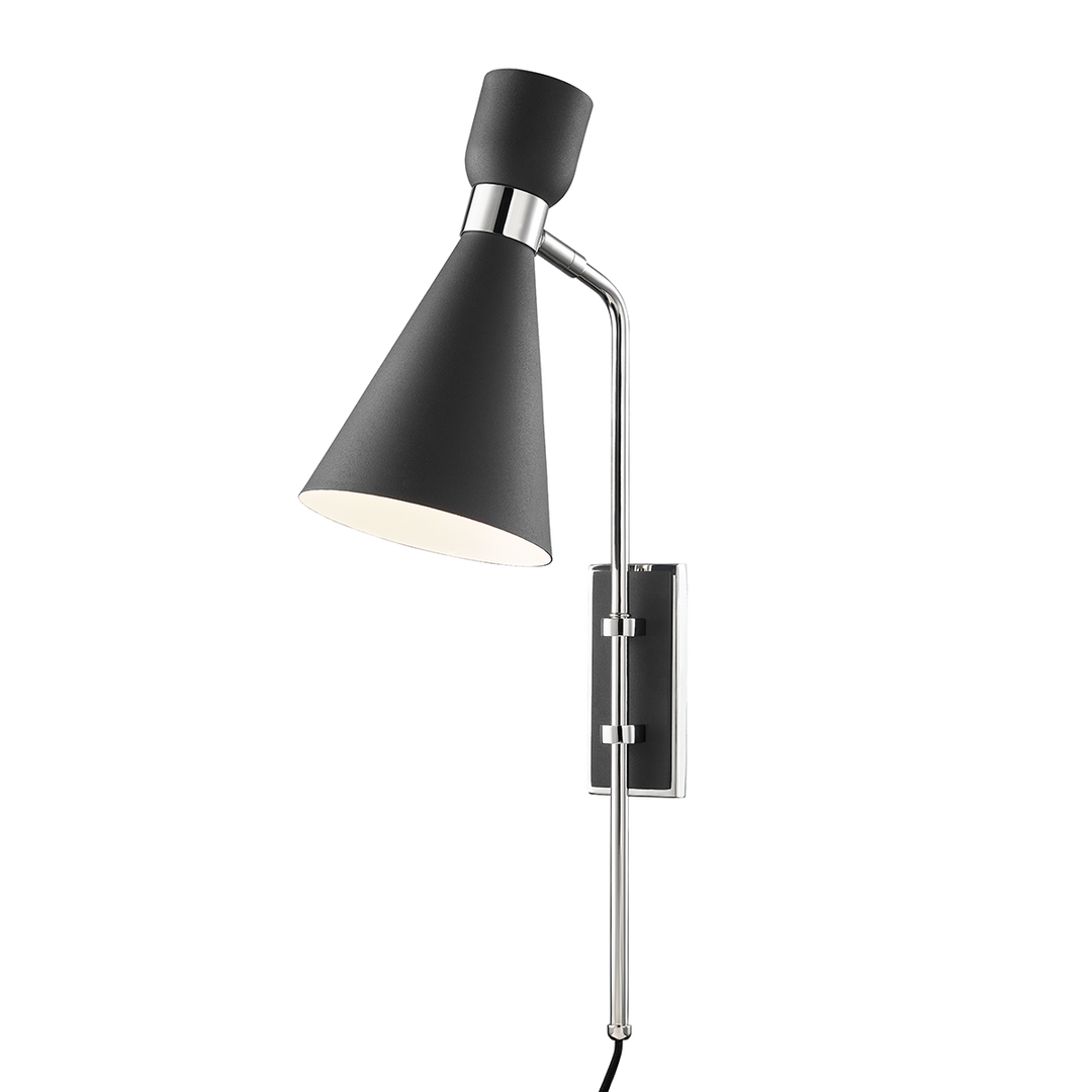 Willa 1 Light Wall Sconce-Mitzi-HVL-HL295101-PN/BK-Outdoor Wall SconcesPolished Nickel / Black-3-France and Son