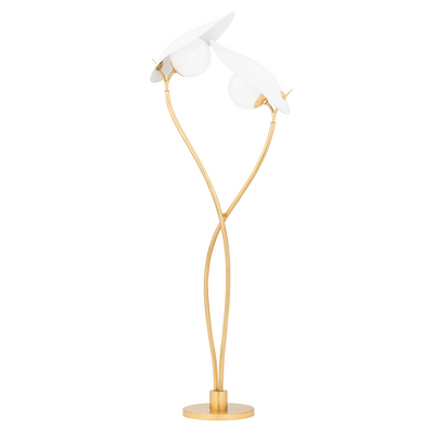 Frond 2 Light Floor Lamp Gold Leaf/Textured On White Combo-Hudson Valley-HVL-KBS1749401-GL/TWH-Floor Lamps-1-France and Son