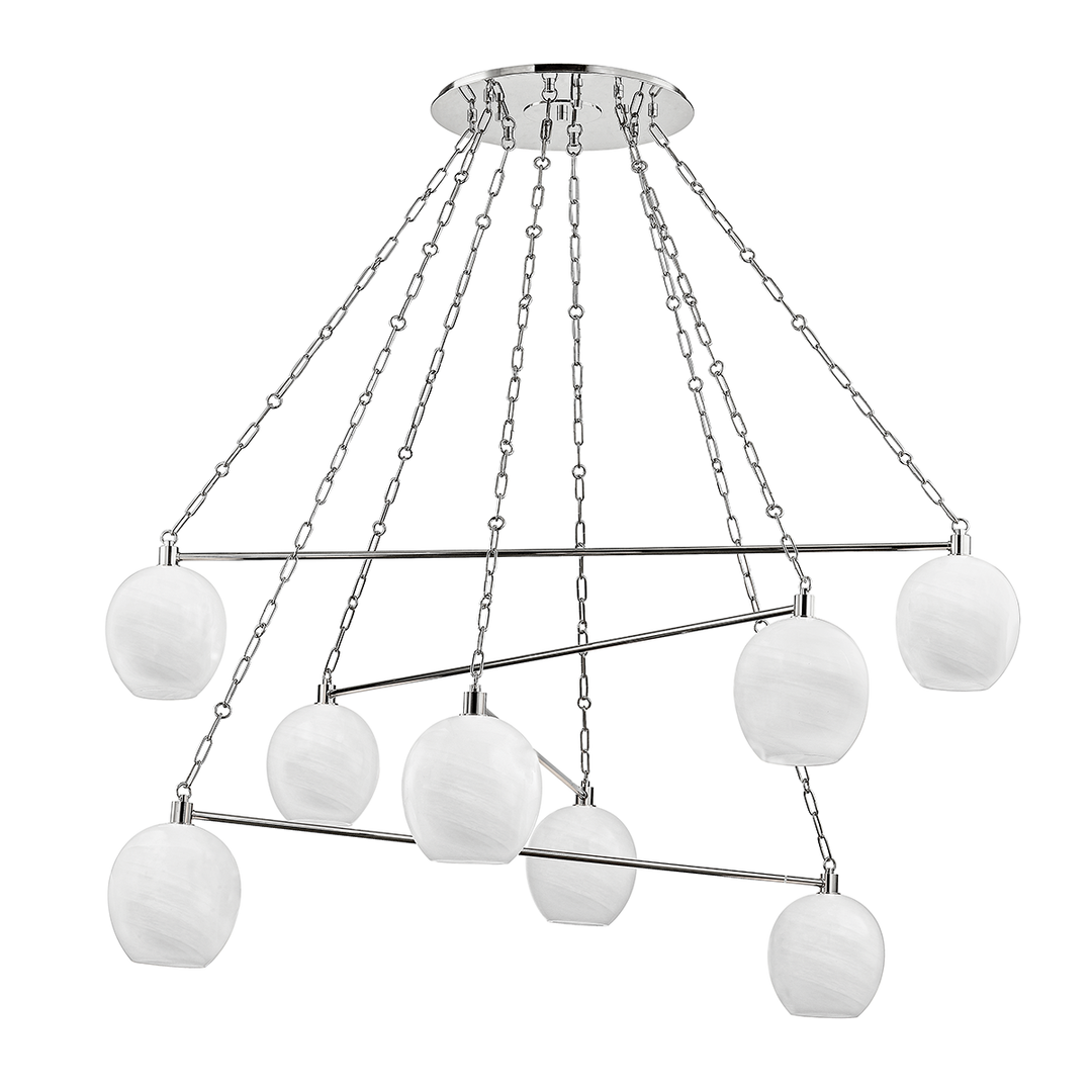 Asbury Park 8 Light Chandelier-Hudson Valley-HVL-9155-PN-ChandeliersPolished Nickel-2-France and Son