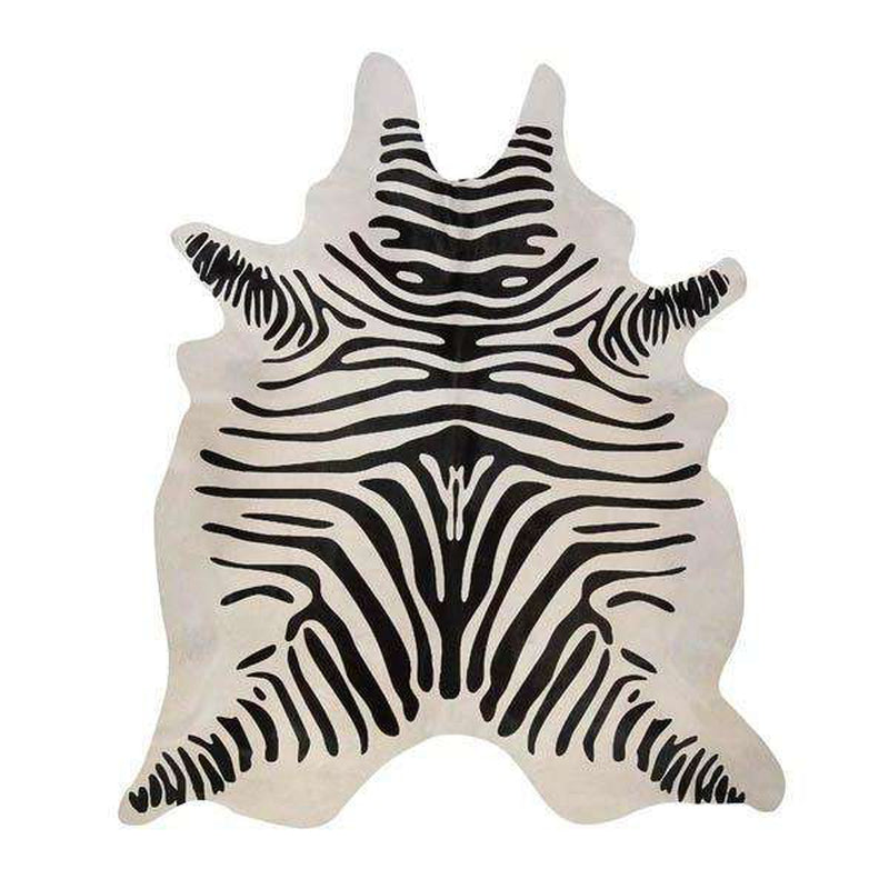 Zebra Off White Animal Print Cowhide 