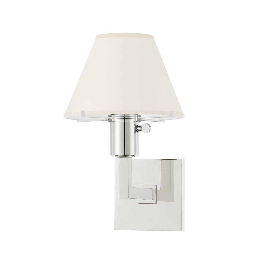 Leeds 1 Light Wall Sconce-Hudson Valley-HVL-MDS130-PN-Outdoor Wall SconcesPolished Nickel-1-France and Son