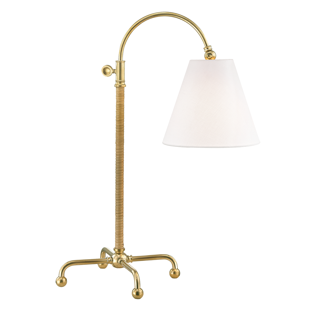 Curves No.1 - 1 Light Table Lamp W/ Rattan Accent-Hudson Valley-HVL-MDSL502-AGB-Table Lamps-1-France and Son