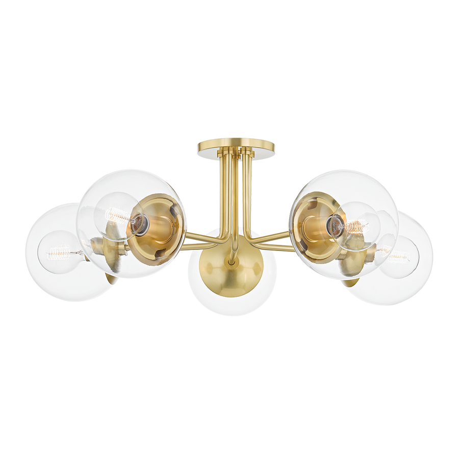 Meadow 5 Light Semi Flush-Mitzi-HVL-H503605-AGB-Outdoor Flush MountsAged Brass-1-France and Son