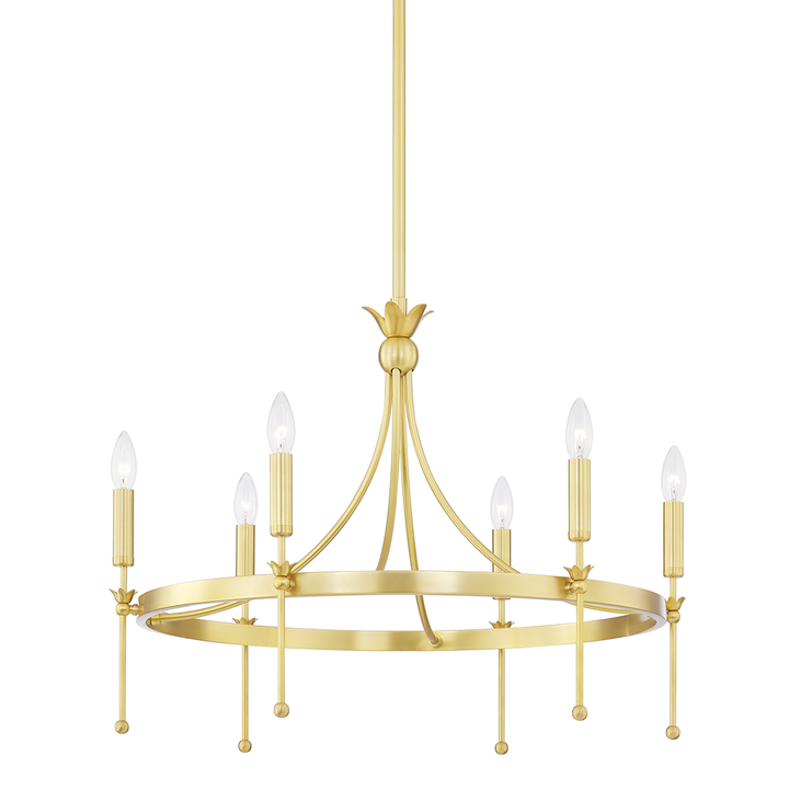 Gates 6 Light Chandelier-Hudson Valley-HVL-4327-AGB-ChandeliersAged Brass-1-France and Son