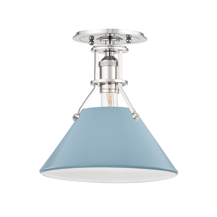 Painted No. 2 - 1 Light Semi Flush-Hudson Valley-HVL-MDS353-PN/BB-Flush MountsBlue Bird / Polished Nickel-5-France and Son