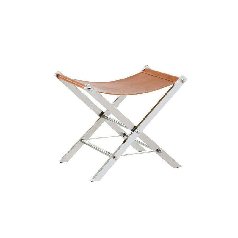 Ryder Stool - Stainless Steel - Tan Leather-Sunpan-SUNPAN-102089-Stools & Ottomans-1-France and Son