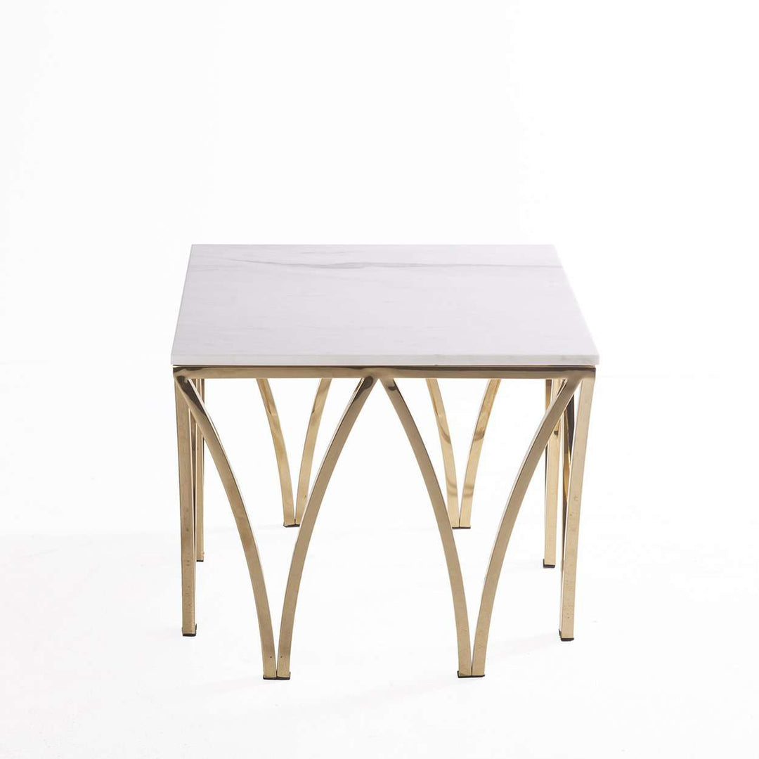 Avriil Accent Table with Italian Carrera Marble-France & Son-FWT186SWHTGOLD-Side Tables-2-France and Son